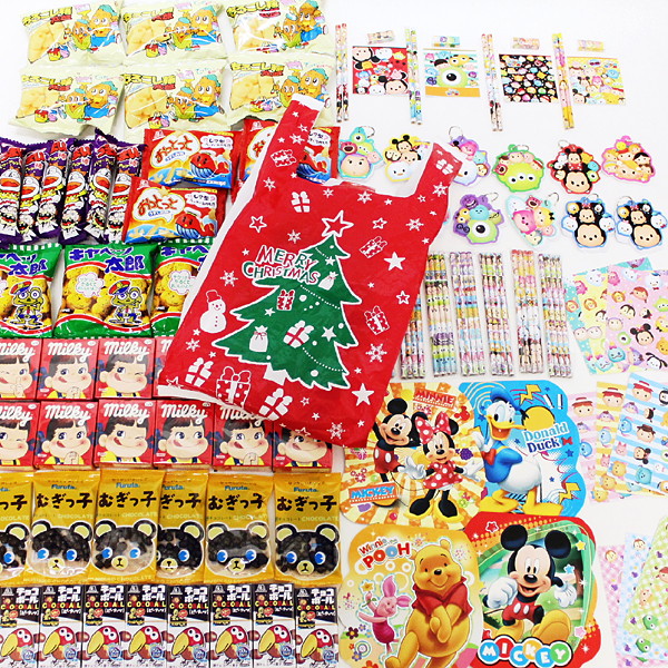 楽天市場 お菓子色々0個とディズニー文具色々0個のクリスマスギフト400個セット Xmasポリ袋100枚付 イベントのミカタ