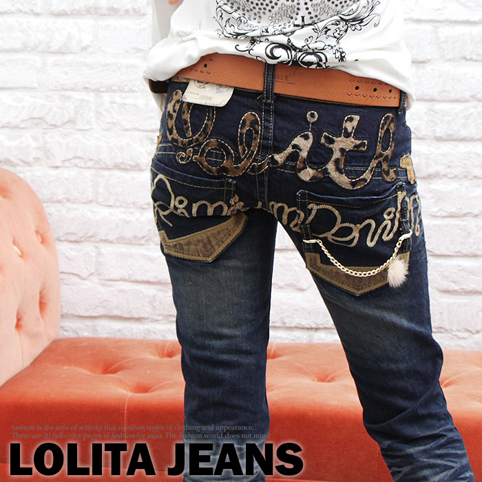 国内正規品 LOLITA JEANS ロリータジーンズ デニム フレア スカル 刺繍