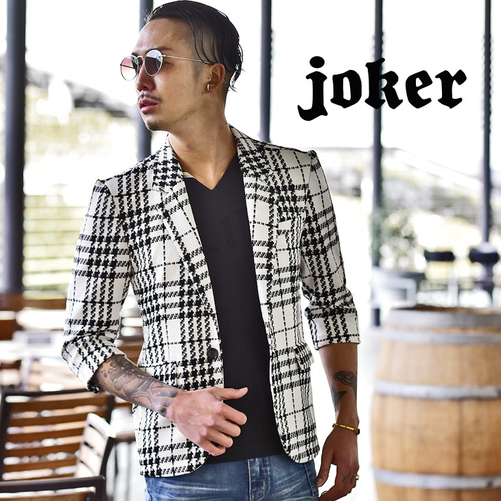 Jacket casual four circle big size check jacket black and white handle xl ll black white きれいめおしゃれ adult host wedding ceremony cross,woven lattice