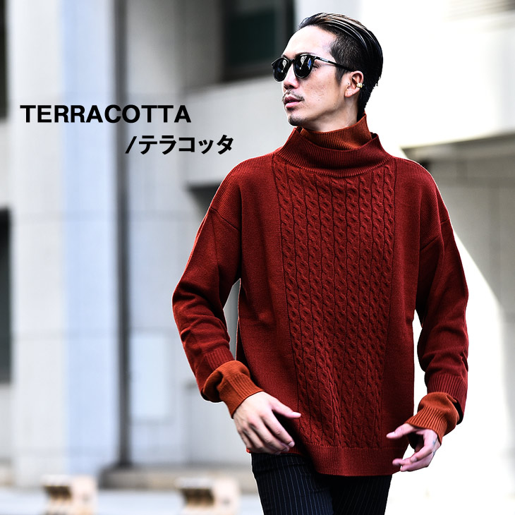 楽天市場 ニット メンズ セーター メンズ タートルネック ケーブルニット タートル モックネック 重ね着風 ニット レイヤード 重ね着 ブラック 長袖 無地 服 お兄系 サーフ系 ストリート系 オラオラ系 Bitter ビター系 ジョーカー Joker Joker