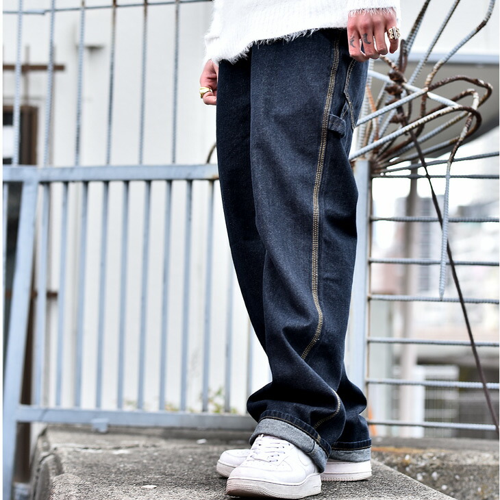 楽天市場 バギーパンツ メンズ デニム ペインターパンツ デニムパンツ ワイドパンツ ジーパン ジーンズ ブランド 太め ストレート カジュアル アメカジ 大きいサイズ Ll Xl おしゃれ 服 ストリート系 オラオラ系 Bitter系 ビター系 Diviner ディバイナー Joker