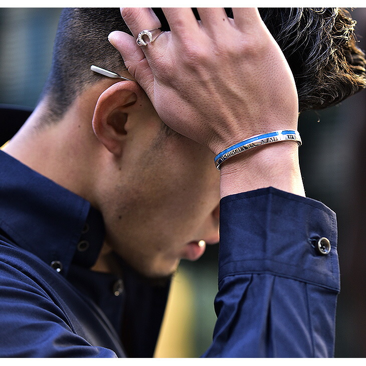 楽天市場 ブレスレット メンズ バングル レディース シルバー シルバー925 ブランド おしゃれ ペア つけっぱなし 刻印 プレゼント 可愛い 太め 細め オシャレ お洒落 カッコいい ブルー 青 春 夏 ナンバーローマ数字 Bitter系 ビター系 お兄系 Brodiaea ブローディア Joker