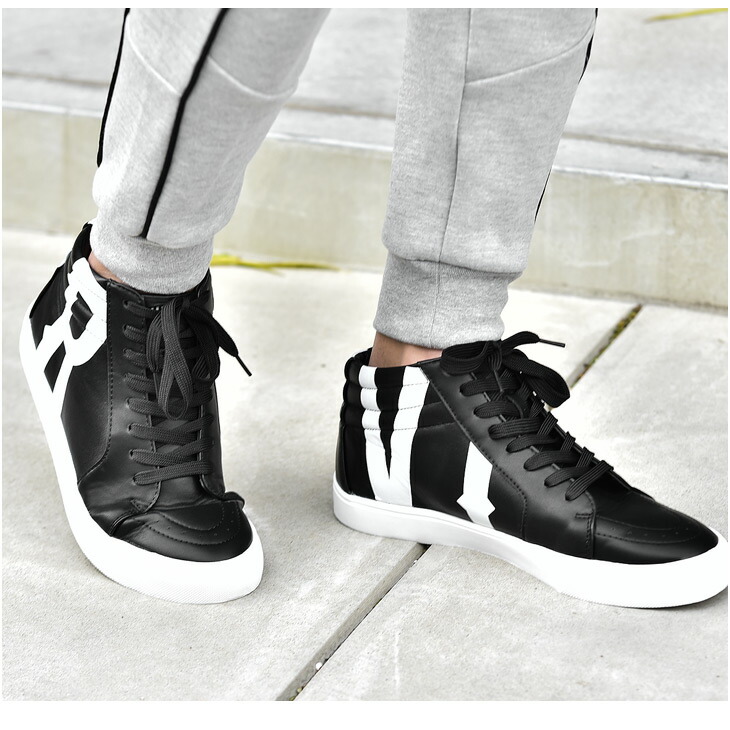 楽天市場 送料無料 スニーカー メンズ ハイカット ハイカットスニーカー ブランド ストリート カジュアル 韓国 白 ホワイト 黒 ブラック ロゴ シンプル フェイクレザー Puレザー おしゃれ 靴 ランニングシューズ 小さいサイズ ちょいワル ビター系 オラオラ系 Diviner