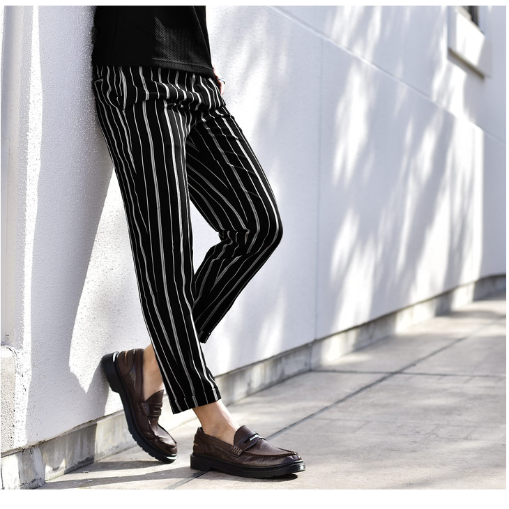 楽天市場 ストライプパンツ メンズ ストライプ パンツ テーパード スラックス アンクルパンツ アンクル イージーパンツ ブランド ビジネス スリム 黒 ブラック ネイビー おしゃれ お洒落 ちょいワル ビター系 オラオラ系 春 春服 春物 春夏 大きいサイズ Ll Xl Somediff