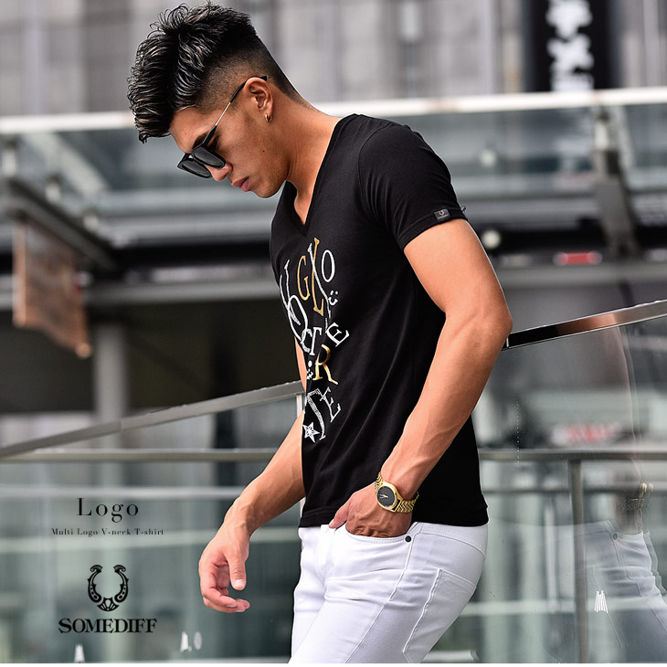 楽天市場 Tシャツ Vネック メンズ カットソー 半袖 おしゃれ お洒落 タイト 細め 派手 カラフル お兄系 白 ホワイト 黒 ブラック コットン ストリート ブランド お兄系 オラオラ系 悪羅悪羅 Bitter系 ビター系 Somediff Smdf サムディフ Joker