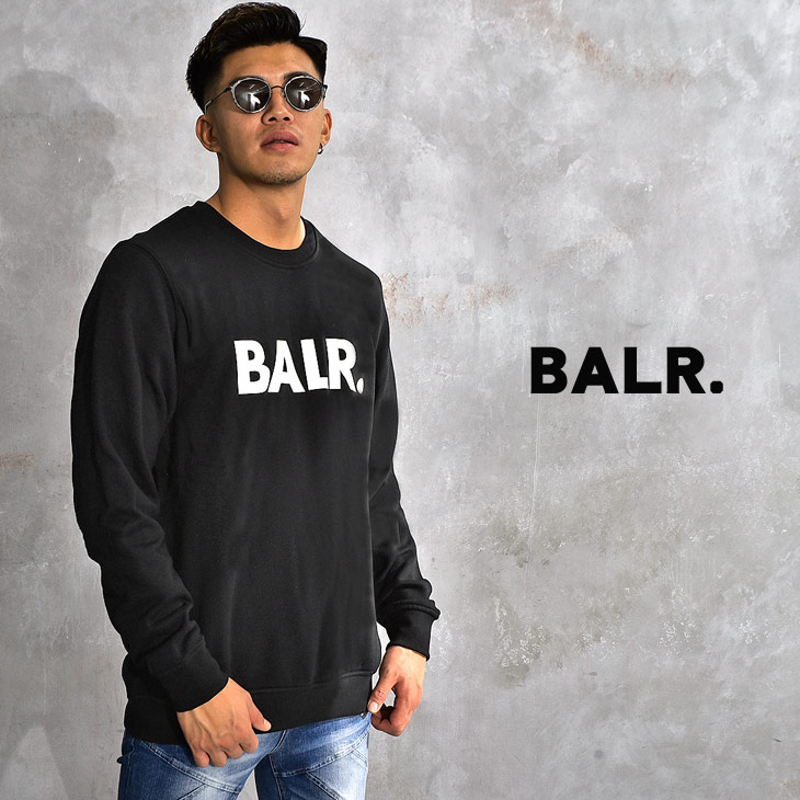 Balr ビター系 ボーラー ブランド トレーナー メンズ スウェット 長袖 ボーラー シンプル おしゃれ ロゴ ストリート カジュアル クルーネック 黒 ブラック スエット スポーツ コットン おしゃれ お洒落 高級 カッコイイ ちょいワル ビター系 オラオラ系 大きいサイズ Ll