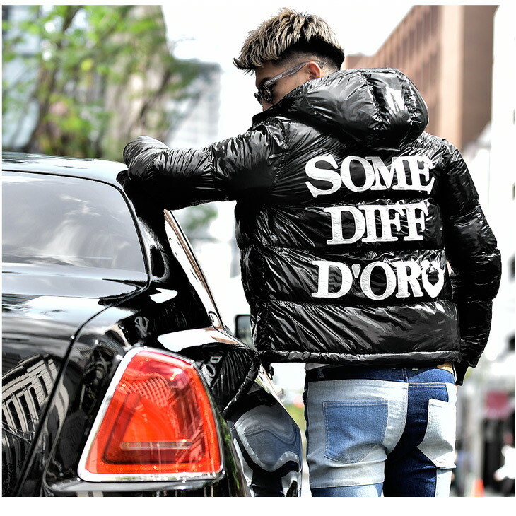 送料無料 ジャケット メンズ アウター 中綿ジャケット 黒 ブラック 白 ダウンジャケット ホワイト カジュアル ブランド ブルゾン 中綿 エナメル 光沢 大きいサイズ Ll Xl オシャレ お洒落 派手 ちょいワル 夏 夏服 夏物 お兄系 オラオラ系 悪羅悪羅 Somediff サムディフ