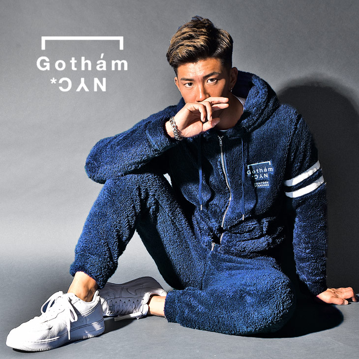 送料無料 Gotham Nyc ゴッサム エヌワイシー セットアップ メンズ ブランド 上下 ボア モコモコ パンツ ボアパンツ ボトムス ズボン フリース パーカー パイル おしゃれ 夏 夏服 夏物 ブラック 黒 ベージュ ネイビー 部屋着 ジム ルームウェア パジャマ ちょいワル