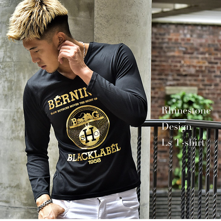 楽天市場 ロンt メンズ Vネック ラインストーン 長袖 長袖tシャツ カットソー ロンティー ストリート タイト 黒 ブラック 白 ホワイト スポーツ プリント ロゴ 冬 冬服 冬物 オシャレ ちょいワル 悪羅悪羅 オラオラ系 マッチョ 派手 大人 カッコイイ お兄系 Joker