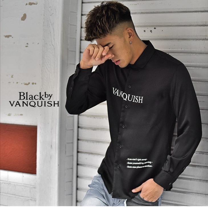 楽天市場 シャツ メンズ 長袖 長袖シャツ 開襟シャツ おしゃれ ブランド ヴァンキッシュ お洒落 タイト 細め お兄系 白 ホワイト 黒 ブラック ストリート お兄系 オラオラ系 Bitter系 ビター系 モード系 Black By Vanquish ブラックバイヴァンキッシュ バイバンキッシュ