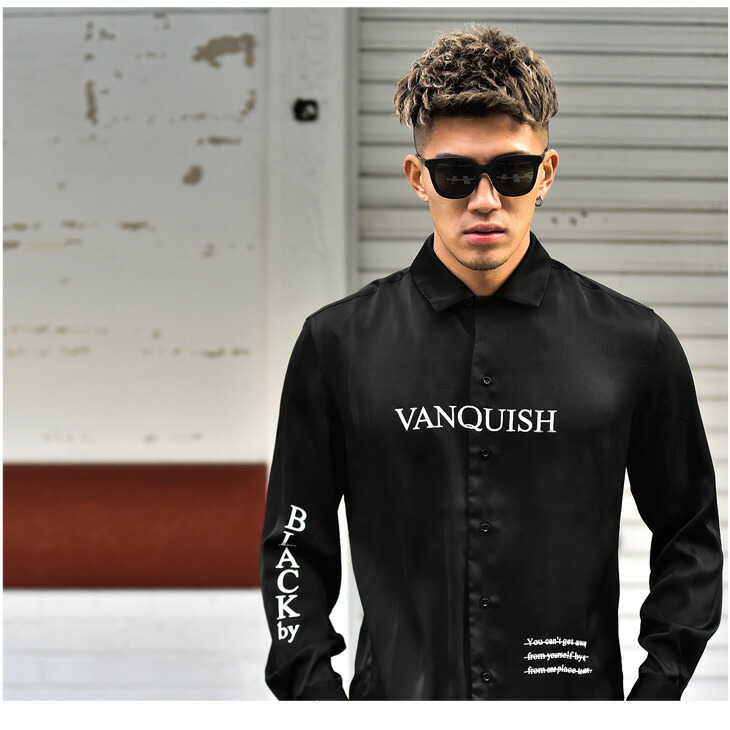 楽天市場 シャツ メンズ 長袖 長袖シャツ 開襟シャツ おしゃれ ブランド ヴァンキッシュ お洒落 タイト 細め お兄系 白 ホワイト 黒 ブラック ストリート お兄系 オラオラ系 Bitter系 ビター系 モード系 Black By Vanquish ブラックバイヴァンキッシュ バイバンキッシュ