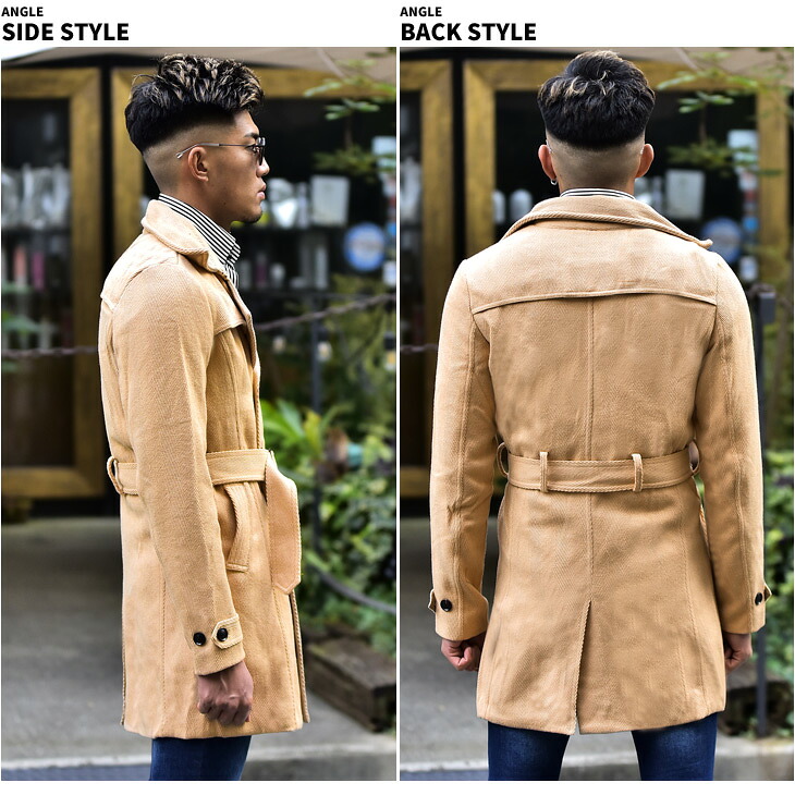 楽天市場 送料無料 コート メンズ トレンチコート アウター ロング丈 ロングコート ヘリンボーン シンプル ベージュ ブラック 黒 ブランド ビジネス ビジネスコート おしゃれ お洒落 きれいめ ビター系 ブランド 代 ウール 大きいサイズ Ll Xl 冬 冬服 冬物 Joker