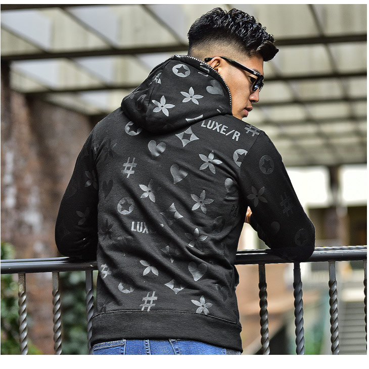 楽天市場 パーカー メンズ ジップパーカー カジュアル スウェット スウェットパーカー ラインストーン 長袖 黒 グレー ハート トップス Joker