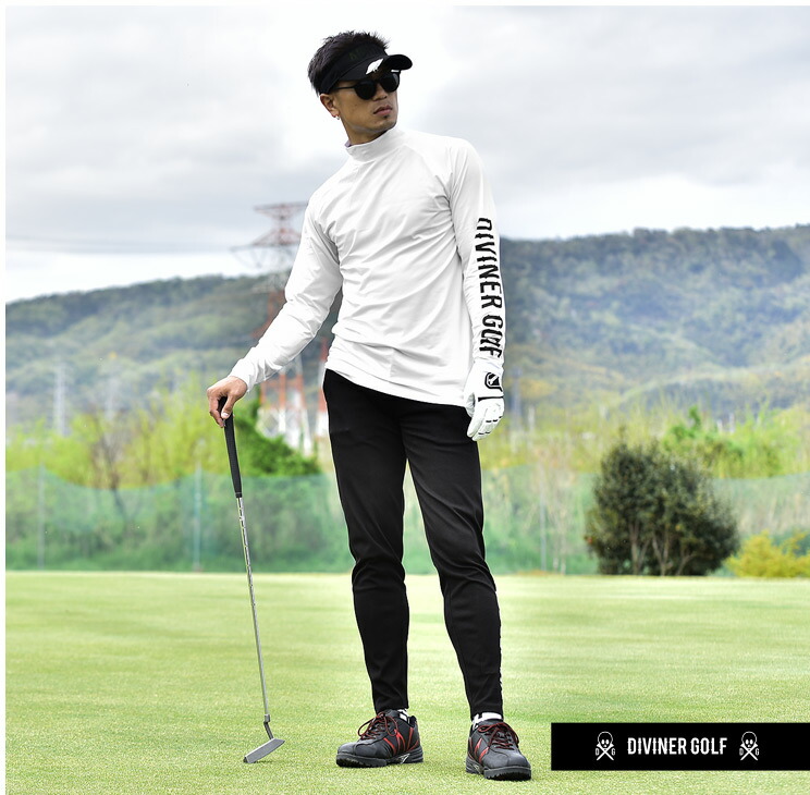 楽天市場 ゴルフウェア アンダーシャツ メンズ アンダーウェア インナー ウェア モックネック モック ネック 春 夏 秋 冬 用 アンダー シャツ ホワイト 白 ブラック 黒 長袖 大きいサイズ おしゃれ お洒落 派手 春夏 ストレッチ Diviner Golf ディバイナーゴルフ スカル