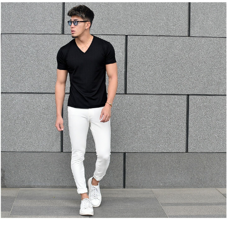 Tジャージー メンズ V素っ首 半袖 カットソー 伸ばすこと 無地 夏 夏服 夏物 キレイめ 鳥渡ワル きつい マッチョ ちょいワル 細身 狭い インサイド トップス おしゃれ オシャレ 豪い号 Ll Xl Acilemat Com