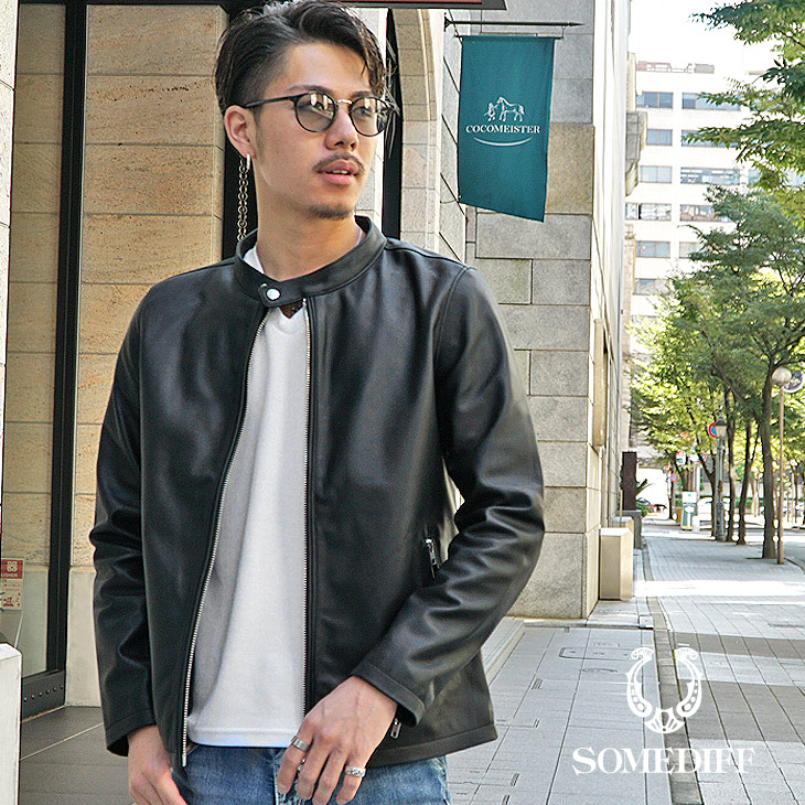 楽天市場 ライダースジャケット メンズ 本革 シングル ライダース レザージャケット 黒 白 ブラック 革ジャン 本皮 ラムレザー シングルライダース 冬 冬服 冬物 ジャケット ちょいワル マッチョ オラオラ系 お兄系 ビター系 Bitter系 Somediff Smdf サムディフ Joker