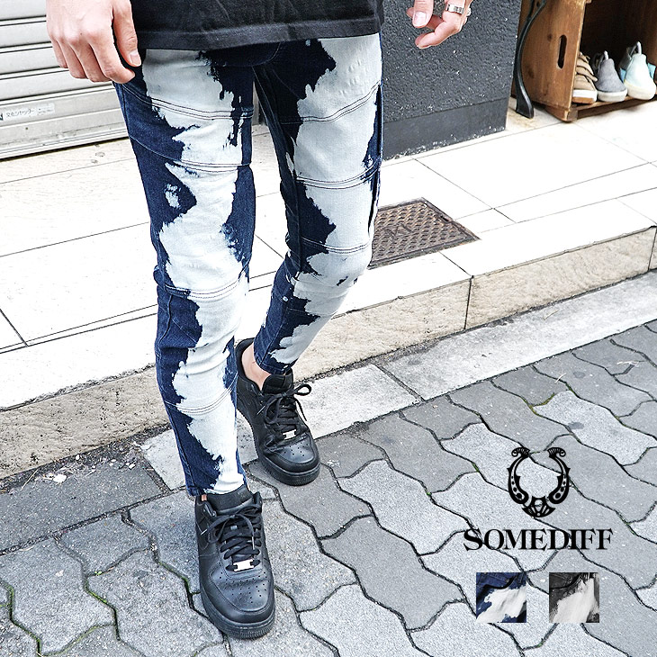 楽天市場 スキニー ジーンズ キニーパンツ メンズ デニム スキニーデニム ストレッチ パンツ ジーパン スキニージーンズ ブリーチ ブランド 黒 ブラック ネイビー ストレッチ 伸縮 伸びる ロック 大きいサイズ Ll Xl ちょいワル ビター系 お兄系 オラオラ系 夏 夏服 夏物