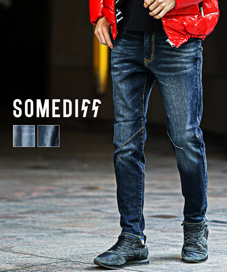 【MINEDENIM】美品ダメージ加工スキニーブラックデニム　日本製　サイズ９ mnml ミニマル デニム スキニーパンツ スキニージーンズ