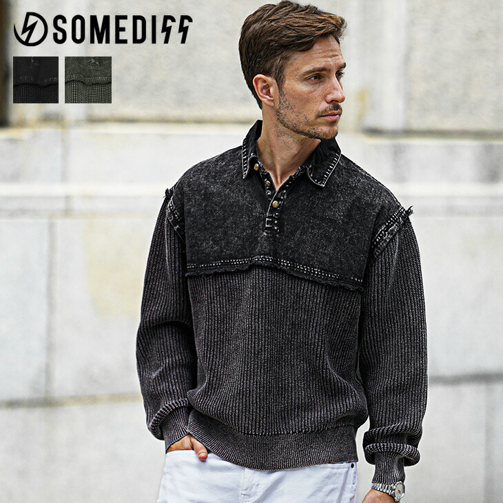 楽天市場】ニット メンズ ハーフジップ ニット Tシャツ メンズ ロンT