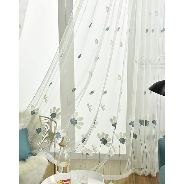 楽天市場】おしゃれ レースカーテン 200cm 丈 uvカット刺繍 花柄
