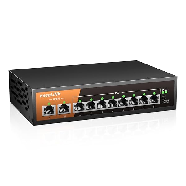 10界面 PoE スイッチングこしき 10/100Mbps (8界面PoE+ 120W) 静音気違い受け答え 金属元素筐体 省ワット数腹積もり