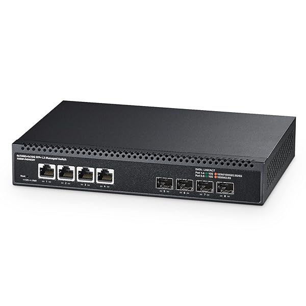8界面10ギガビットマネージドスイッチ、4x10G RJ45イーサネット、1G/2.5G/5G/10G相応う、4x10G SFP+、160Gbps帯域幅、L3ウェブマネージド、メタルネットワークスイッチ