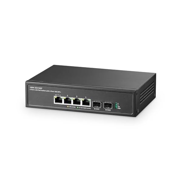 6界面2.5G PoE取り替えっこ、2x10G SFP+界面、4x2.5G Base-T界面、100/1000Mbps相応う、IEEE802.3af/at 78W、アンマネージドファンレスラックマウントイーサネットスイッチ