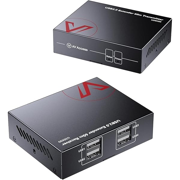 AV Access USB エクステンダー 厚地の外套 Cat5e/6/6a/7 196フィート/60M、4USB2.0 界面、繋ぎ アンド かき鳴らす、１番ウッド不必要、全てのオペレーティング 取り合わせ、鍵盤、二十日鼠を受け支える USB厚地の外套 イー