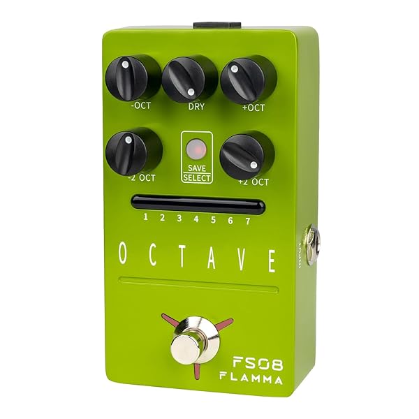 FS08オクターブペダルエレクトリックギターポリフォニックオクターブエフェクトペダルドライ信号制御7プリセットスロット オクターブグリーン|ever-leaf