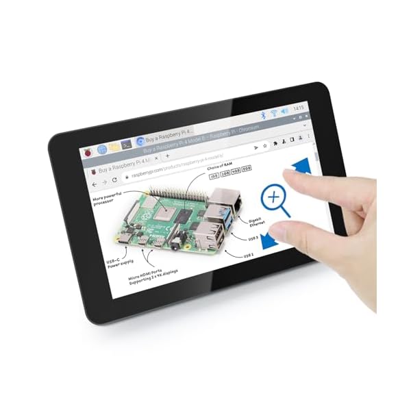 7inタッチディスプレイ for Raspberry Pi 5 4 B 3 B+ A+, 800x480画素IPS管する, 5点カパシティブタッチスクリーン, １番ウッド無償性MIPI DSI界面