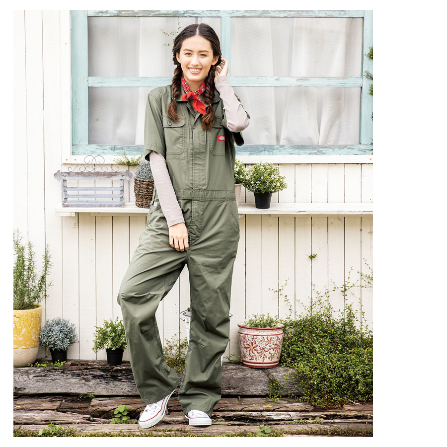 ランキング総合1位 ディッキーズ Dickies 半袖 ツナギ ネイビー S