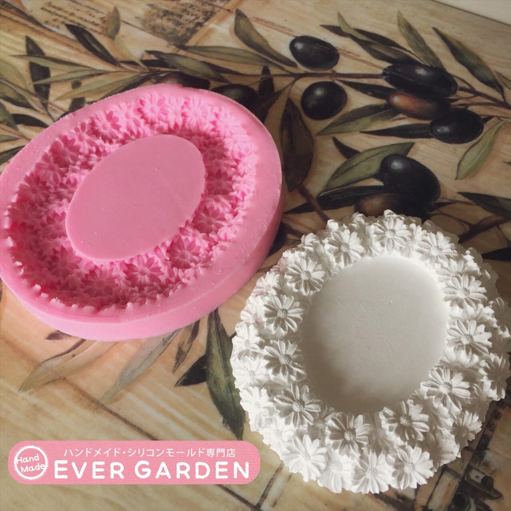 楽天市場 フレーム 花 シリコンモールド レジン アロマストーン 手作り 石鹸 キャンドル 樹脂 粘土 オルゴナイト 型 抜き型 楕円 額 花輪 シリコン型 ハンドメイド専門店エバーガーデン