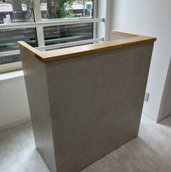 石っぽいカウンタ 金銭登録器カウンタ 受け付けカウンタ 金銭登録器台 抽き出し 民族大移動棚
