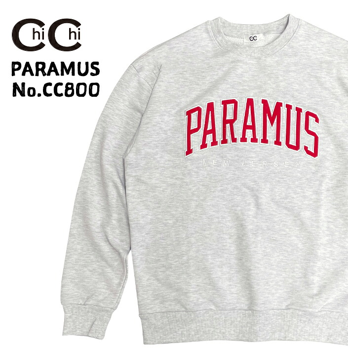 トレーナー シシ CHICHI クルーネック スウェット PARAMUS パラマス CC800 オートミール グレー メンズ レディース 裏毛 FREE 韓国製 ロゴ カップル お揃い 送料無料 通販