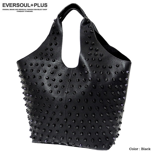 Pro Tote Bag Men Gap Dis Studs Handbag Visual Fake Leather Black Gothic Rock Macroscale Is Large
