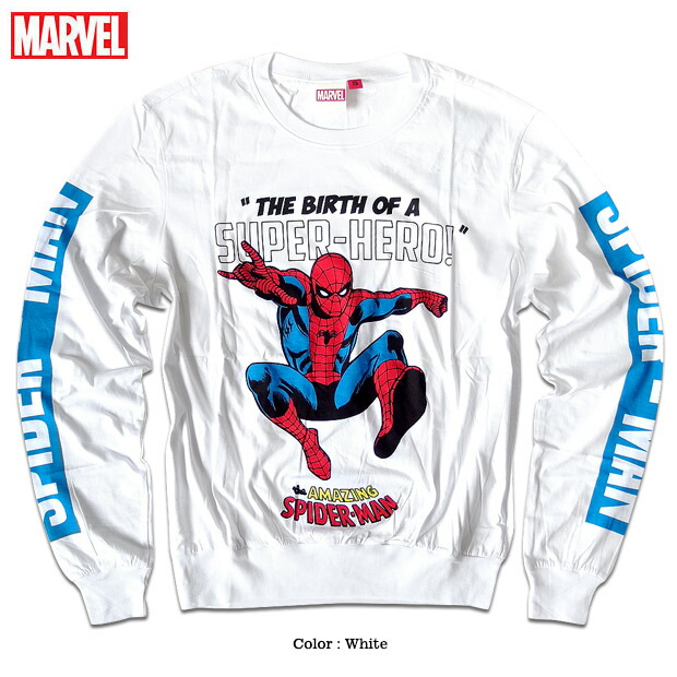 楽天市場 マーベル スパイダーマン ロンt メンズ 長袖 カットソー 袖 プリント Marvel ロゴ リブ付き ホワイト 白 Tシャツ アメコミ Eversoul Plus 公式 メンズ通販