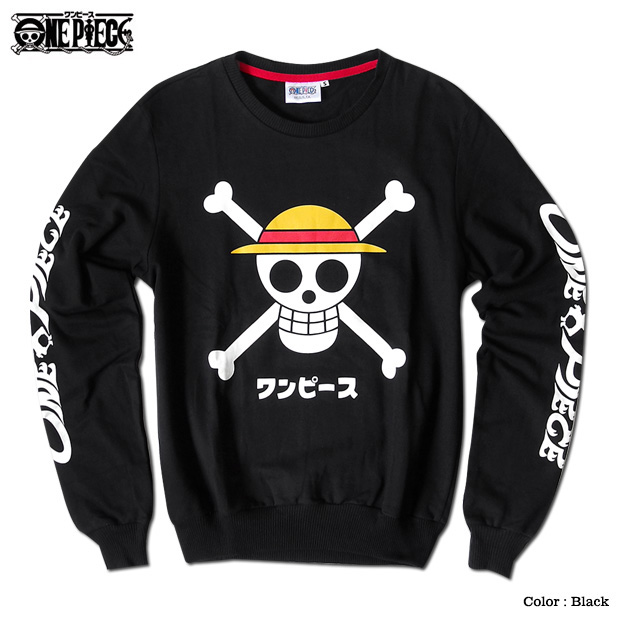 楽天市場 ワンピース Onepiece Tシャツ 長袖 ロンt スウェット メンズ ブラック 黒 海賊旗 スカル 袖 プリント アニメ グッズ 原宿系 麦わら海賊団 ロゴ 海外モデル Eversoul Plus 公式 メンズ通販