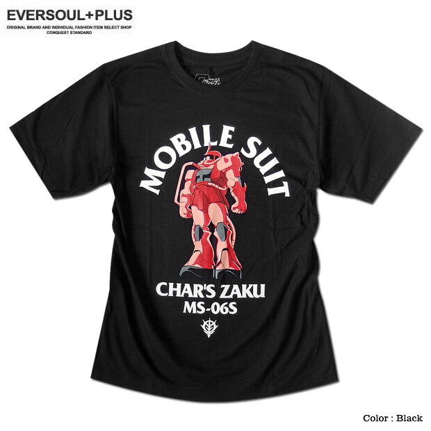 楽天市場 機動戦士 ガンダム シャア専用 ザク ｔシャツ メンズ グッズ シャアザク プリント 逆輸入 アニメ 原宿系 Otaku ブラック 黒 カレッジ Eversoul Plus 公式 メンズ通販