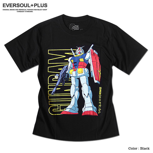 楽天市場 機動戦士 ガンダム 初代 Rx 78 ｔシャツ メンズ グッズ プリント 逆輸入 アニメ 原宿系 Otaku ブラック 黒 Eversoul Plus 公式 メンズ通販