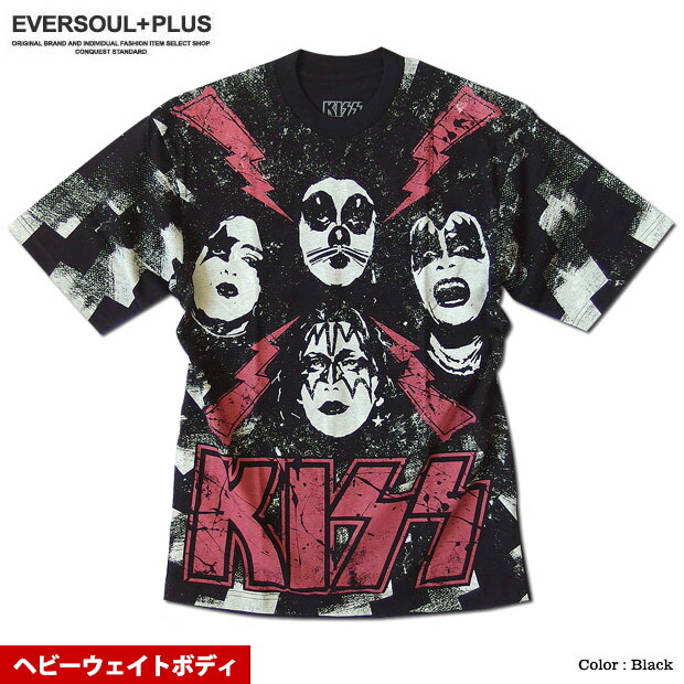 楽天市場 Kiss キッス ｔシャツ メンズ プリント 厚手 ヘビーウェイト 総柄 バンド 半袖 メンバー イラスト グッズ ゆったり オーバーサイズ ビッグシルエット ダンス 衣装 Eversoul Plus 公式 メンズ通販