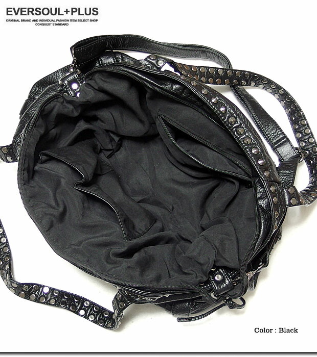 Eversoul Plus Rock The Beat Studded Shoulder Bag Handbag 2 Way Rock The Beat Studded Shoulder Bag Handbag 2 Way Visual Black Men S Number Of Sub Porch With 05p28sep16
