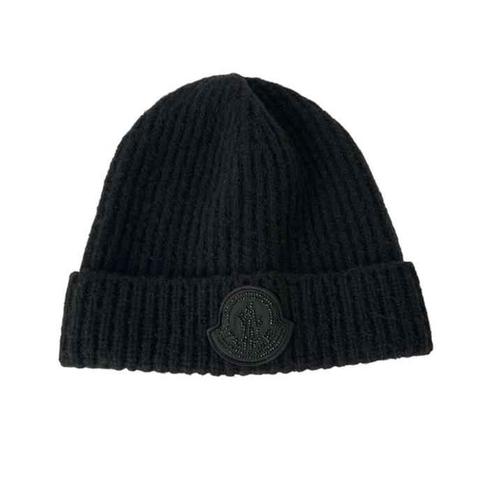 【中古】MONCLER モンク軌跡 BERRETTO TRICOT 編み物帽 旗がしら I20933 B00035 M2739 2023AW真似形 ロゴタイプ ビーニー