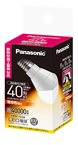 パナソニック LED電球 口金直径17mm 電球40W形相当 電球色相当(6.4W) 小型電球・斜め取付け専用タイプ 密閉形器具対応 LDA6L 8,892円