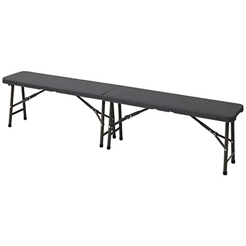 [ガーデンマスター] 折りたたみガーデンベンチ 幅183×奥行28×高さ43.5cm ウィッカー調 お庭 ベランダ テラス バルコニー ガーデン