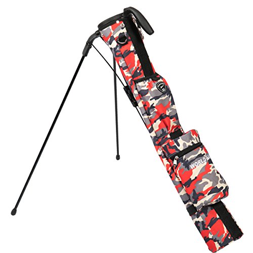 セルフスタンドクラブケース 超軽量 980ｇ 全17色 大容量 フード・ポケット付 初心者 WE-SSCC01-7 迷彩レッド WORLD EA