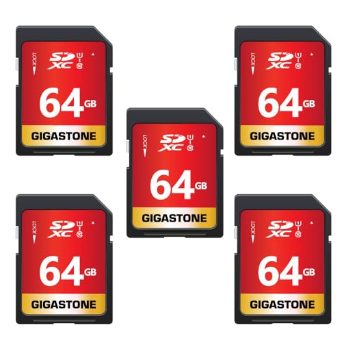 Gigastone 64GB SDカード 5枚セット UHS-I U1 Class 10 SDXC メモリーカード 高速 フルHD ビデオ デジ