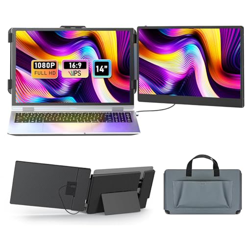 LGGST 携帯型管する デュアル管する 14in FHD 1080P IPSダイアログボックス積み上げる 300nit高明快さ\u00261000:1高短編小説ラス