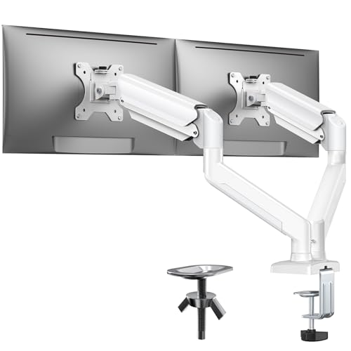 ErGear 管する手 デュアル 2画面 白 白いこと 17～32in相応う 耐荷重10kg 屁っ放り発条式 見せびらかす手 パソコンア