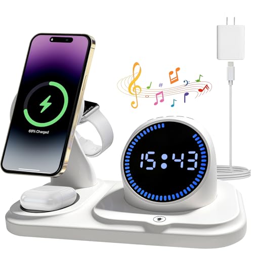 karidi 6in1 ワイヤレス充電器ブルートゥーススピーカー 15W/10W/7.5W 充電スタンド スマホ充電スタンド iPhone/iW