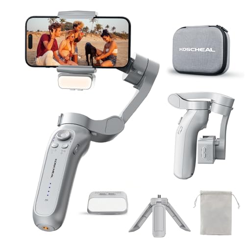 KOSCHEAL L7B Proジンバル 3軸スマホジンバル磁気力で9上がり段調光ともし火\u0026美顔360°専用適用業務で顔追い掛ける意思表示取りまわし外の方三脚架付折り
